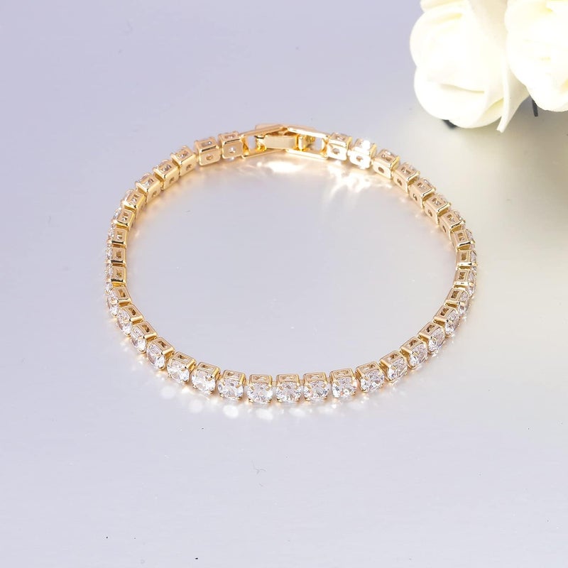 CiNily Adjustable Tennis Bracelets for Women Teen Girls Rainbow Cubic Zirconia Bracelet 14K White Gold Plated Hypoallergenic Slider Bracelet Jewelry Gift - Image 4